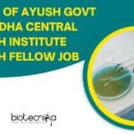 Ministry of AYUSH Govt CCRS Siddha Central Research Institute Research Fellow Job CCRS SRF Post