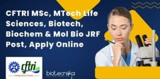 CFTRI JRF Post Available