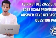 CSIR NET Answer Key 2023