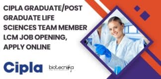 Cipla Job Opening BSc