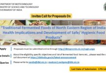 DBT India Invites Proposals on "Traditional Fermented Foods of North Eastern Region of India: Health Implications and Development of safe/ hygienic food products"