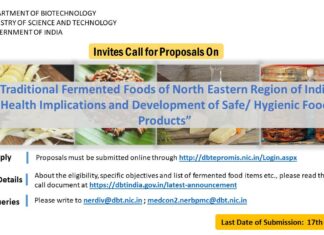 DBT India Invites Proposals on "Traditional Fermented Foods of North Eastern Region of India: Health Implications and Development of safe/ hygienic food products"