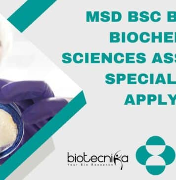 MSD BSc Biology, Biochem & Life Sciences Associate Specialist Job, Apply Online MSD BSc Biology