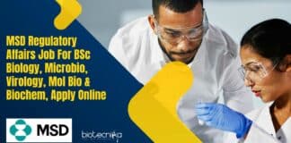MSD Regulatory Affairs Job For BSc Biology, Microbio, Virology
