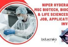 NIPER Hyderabad MSc Biotech