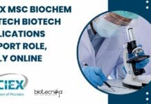 SCIEX MSc Biochem & MTech Biotech Applications Support Role, Apply Online SCIEX MSc Biochem