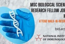 SRF Vacancy Biological Sciences