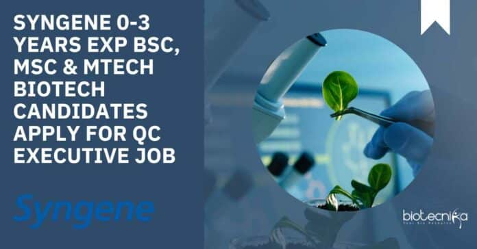 Syngene QC Executive Job