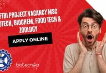 CFTRI Project Vacancy MSc Biotech, Biochem, Food Tech & Zoology – Apply Online CFTRI Project Vacancy MSc