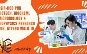 CSIR-IICB PhD Biotech, Biochem, Microbiology & Biophysics Research Job, Attend Walk-In CSIR-IICB PhD Biotech