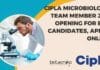 Cipla Microbiology Team Member Job Opening For BSc Candidates, Apply Online Cipla Microbiology Team Member