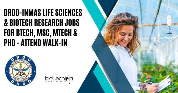 DRDO-INMAS Research Vacancies 2023