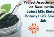 Bose Institute Project Job For Biotech, Botany & Life Sciences – Applications Invited Bose Institute Project Job
