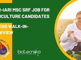 ICAR-IARI MSc SRF Job