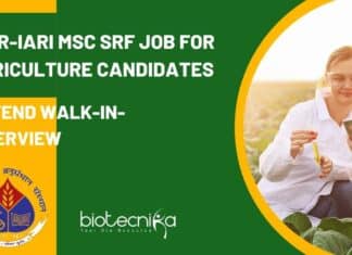 ICAR-IARI MSc SRF Job