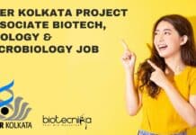 IISER Kolkata Project Associate Biotech, Zoology & Microbiology Job IISER Kolkata MSc