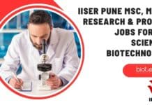 IISER Pune MSc, MTech Research & Project Jobs For Life Sciences, Biotechnology IISER Pune MSc MTech
