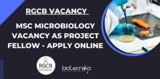 RGCB MSc Microbiology Project Fellow Job Opening - Apply Online