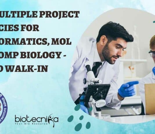 NABI Project Vacancies For Bioinformatics, Mol Bio & Comp Biology - Attend Walk-In