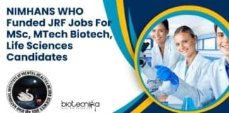 NIMHANS JRF Jobs MTech