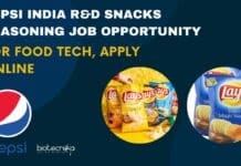 Pepsi India R&D Snacks Seasoning Job Opportunity For Food Tech, Apply Online Pepsi India R&D Snacks