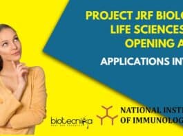 Project JRF Biology, Life Sciences Job Opening at NII – Applications Invited Project JRF NII Opening