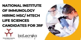 NII MTech MSc Life Sciences JRF Job - Attend Walk-In