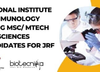 NII MTech MSc Life Sciences JRF Job - Attend Walk-In