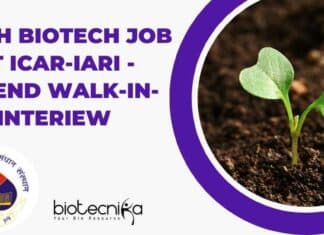 IARI BTech Biotech Job