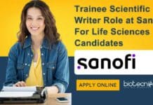 Trainee Scientific Writer Role at Sanofi For Life Sciences Candidates, Apply Online Trainee Scientific Writer Sanofi