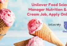 Unilever Food Science Manager Nutrition & Ice Cream Job, Apply Online Unilever Food Science Manager