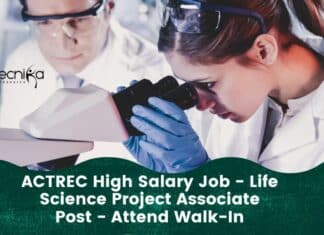 ACTREC High Salary Job - Life Science Project Associate Post - Attend Walk-In