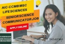 AIC-CCMB MSc Life Sciences Senior Science Communicator Job – Apply Online AIC-CCMB MSc Life Sciences
