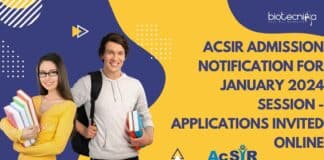 AcSIR Admission Notification 2024 New