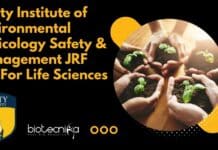 Amity Institute of Environmental Toxicology Safety & Management JRF Job For Life Sciences Amity University Microbiology Life