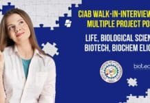 CIAB Walk-In-Interview For Multiple Project Posts – Life, Biological Sciences, Biotech, Biochem Eligible CIAB Walk-In-Interview