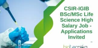 CSIR-IGIB BSc/MSc Life Science High Salary Job - Applications Invited