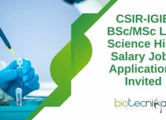 CSIR-IGIB BSc/MSc Life Science High Salary Job - Applications Invited