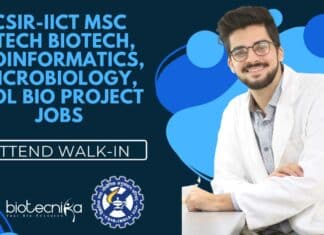 CSIR-IICT MSc BTech Biotech