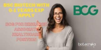 Freshers BSc Biotechnology Job