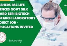 Freshers BSc Life Sciences Govt Silk Board Seri Biotech Research Laboratory Project Job – Applications Invited Freshers BSc Life Sciences
