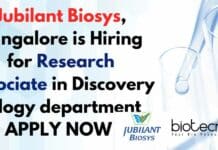 Jubilant Biosys MSc Biology, Biotech, Life Sciences, Genetics, Mol Bio RA Job – Apply Online Jubilant Biosys MSc