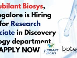 Jubilant Biosys MSc Biology, Biotech, Life Sciences, Genetics, Mol Bio RA Job – Apply Online Jubilant Biosys MSc