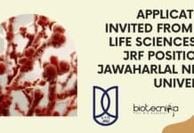 Applications Invited From MSc Life Sciences For JRF Position at Jawaharlal Nehru University JRF Position for MSc Candidates at Jawaharlal Nehru University