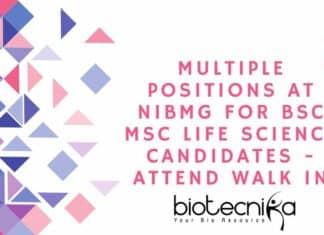 Multiple positions at NIBMG for BSc MSc Life Science candidates - Attend Walk In