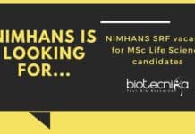 NIMHANS Research Post For Life Sciences – Applications Invited NIMHANS Research Pos