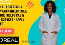 L’Oréal Research & Innovation Intern Role For MSc Biological & Life Sciences – Apply Online L’Oréal Intern Job Opening