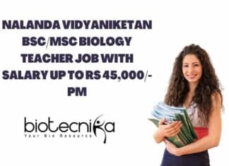Nalanda Vidyaniketan BSc/MSc Biology Teacher Job With Salary up to Rs 45,000/-pm