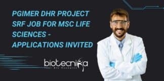 PGIMER DHR Project SRF Job For MSc Life Sciences - Applications Invited