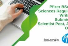 Pfizer BSc Life Sciences Regulatory Writing & Submission Scientist Post, Apply Online Pfizer Regulatory Writing Scientist